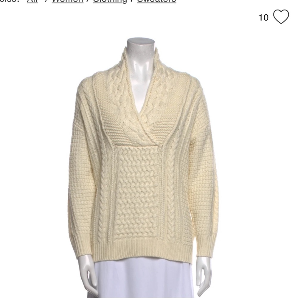 Reiss Cashmere Women's Cream Cable Knit Sweater (L)